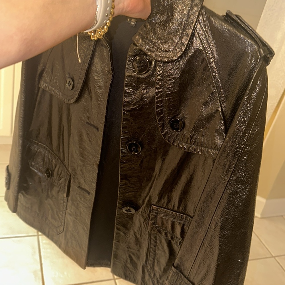 Theory Black patent leather jacket 
Perfect condition size small. Like new
